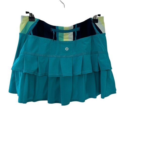 Lululemon Run Pace Setter Skort Blue Surge Striped Elastic Waistband Size 4 - Picture 6 of 9
